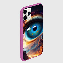 Чехол iPhone 11 Pro матовый Голубой глаз в небе над домами на вершине горы, цвет: 3D-фиолетовый — фото 2