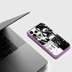 Чехол iPhone 11 Pro матовый Череп - Черный клевер, цвет: 3D-фиолетовый — фото 2