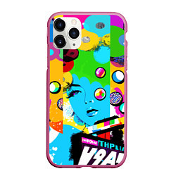 Чехол iPhone 11 Pro матовый Girls face - pop art, цвет: 3D-малиновый