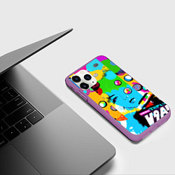 Чехол iPhone 11 Pro матовый Girls face - pop art, цвет: 3D-фиолетовый — фото 2