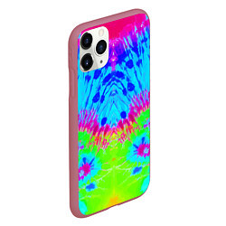 Чехол iPhone 11 Pro матовый Tie-Dye abstraction, цвет: 3D-малиновый — фото 2