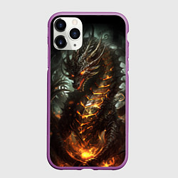 Чехол iPhone 11 Pro матовый Древний огненный дракон символ 2024, цвет: 3D-фиолетовый