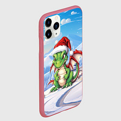 Чехол iPhone 11 Pro матовый Милый маленький новогодний дракон 2024 года, цвет: 3D-малиновый — фото 2