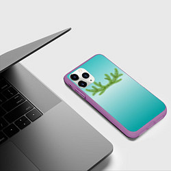 Чехол iPhone 11 Pro матовый Еловые веточки в виде оленьих рогов, цвет: 3D-фиолетовый — фото 2