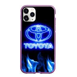 Чехол iPhone 11 Pro матовый Toyota neon fire, цвет: 3D-фиолетовый