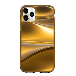Чехол iPhone 11 Pro матовый Золотые волны металла, цвет: 3D-коричневый