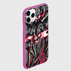 Чехол iPhone 11 Pro матовый Красный абстрактный кибер череп, цвет: 3D-фиолетовый — фото 2
