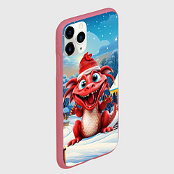 Чехол iPhone 11 Pro матовый Дракон милый новогодний 2024 символ года, цвет: 3D-малиновый — фото 2