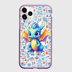 Чехол iPhone 11 Pro матовый Дракон милый новогодний 2024 символ года, цвет: 3D-фиолетовый