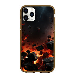 Чехол iPhone 11 Pro матовый Взрыв плит и огонь, цвет: 3D-коричневый