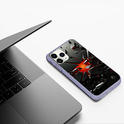 Чехол iPhone 11 Pro матовый Взрыв и черные камни, цвет: 3D-светло-сиреневый — фото 2