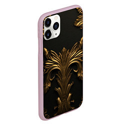 Чехол iPhone 11 Pro матовый Темные золотые узоры, цвет: 3D-розовый — фото 2