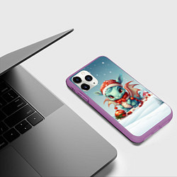 Чехол iPhone 11 Pro матовый Милый маленький синий дракон новогодний 2024 года, цвет: 3D-фиолетовый — фото 2