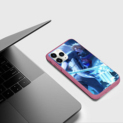 Чехол iPhone 11 Pro матовый Genshin Impact Тарталья, цвет: 3D-малиновый — фото 2