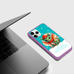 Чехол iPhone 11 Pro матовый Малыш милый дракон 2024, цвет: 3D-фиолетовый — фото 2