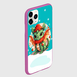 Чехол iPhone 11 Pro матовый Малыш милый дракон 2024, цвет: 3D-фиолетовый — фото 2