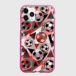 Чехол iPhone 11 Pro матовый Футбольный мяч узоры, цвет: 3D-малиновый