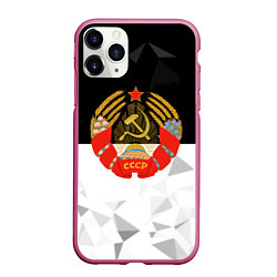 Чехол iPhone 11 Pro матовый СССР черно белая геометрия, цвет: 3D-малиновый