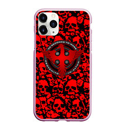 Чехол iPhone 11 Pro матовый Thirty Seconds to Mars skull pattern, цвет: 3D-розовый