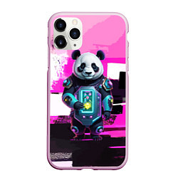 Чехол iPhone 11 Pro матовый Funny panda - cyberpunk, цвет: 3D-розовый