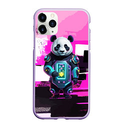 Чехол iPhone 11 Pro матовый Funny panda - cyberpunk, цвет: 3D-светло-сиреневый