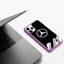 Чехол iPhone 11 Pro матовый Mercedes benz краски спорт, цвет: 3D-фиолетовый — фото 2