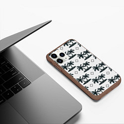 Чехол iPhone 11 Pro матовый Пальма и ромб, цвет: 3D-коричневый — фото 2