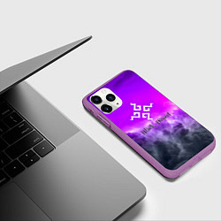 Чехол iPhone 11 Pro матовый Black desert mmorpg steel abstraction, цвет: 3D-фиолетовый — фото 2