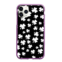 Чехол iPhone 11 Pro матовый Black clover pattern anime, цвет: 3D-фиолетовый