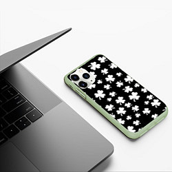 Чехол iPhone 11 Pro матовый Black clover pattern anime, цвет: 3D-салатовый — фото 2