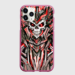 Чехол iPhone 11 Pro матовый Красный череп в камне, цвет: 3D-малиновый