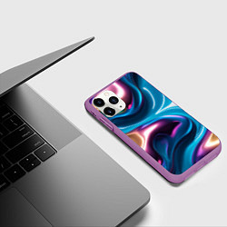 Чехол iPhone 11 Pro матовый Жидкий красочный металл, цвет: 3D-фиолетовый — фото 2