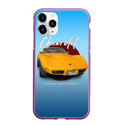 Чехол iPhone 11 Pro матовый Американский маслкар Chevrolet Corvette, цвет: 3D-фиолетовый