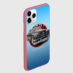 Чехол iPhone 11 Pro матовый Американский классический автомобиль Chevrolet Bel, цвет: 3D-малиновый — фото 2