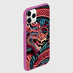 Чехол iPhone 11 Pro матовый Татуха японского дракона - ирезуми, цвет: 3D-фиолетовый — фото 2