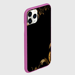 Чехол iPhone 11 Pro матовый Объемные узоры на черной ткани лепнина, цвет: 3D-фиолетовый — фото 2