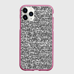 Чехол iPhone 11 Pro матовый Узор серого вязанного трикотажа меланж, цвет: 3D-малиновый