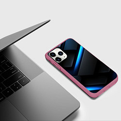 Чехол iPhone 11 Pro матовый Синее неоновое свечение, цвет: 3D-малиновый — фото 2