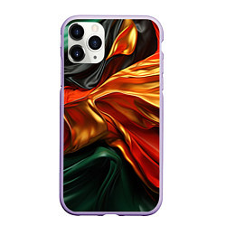 Чехол iPhone 11 Pro матовый Оранжевая и зеленый абстракция, цвет: 3D-светло-сиреневый
