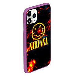 Чехол iPhone 11 Pro матовый Nirvana rock огненное лого лава, цвет: 3D-фиолетовый — фото 2