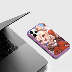 Чехол iPhone 11 Pro матовый Genshin Impact Кли милая happy, цвет: 3D-фиолетовый — фото 2