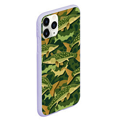 Чехол iPhone 11 Pro матовый Камуфляж рыболова - рыба щука, цвет: 3D-светло-сиреневый — фото 2