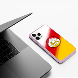 Чехол iPhone 11 Pro матовый Герб Осетии на фоне, цвет: 3D-розовый — фото 2