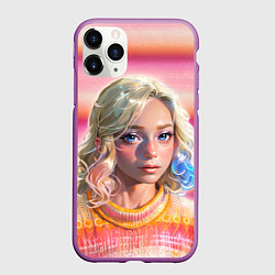 Чехол iPhone 11 Pro матовый Энид Синклер - арт и текстура розового свитера, цвет: 3D-фиолетовый