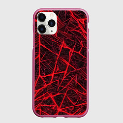 Чехол iPhone 11 Pro матовый Красная паутина на чёрном фоне