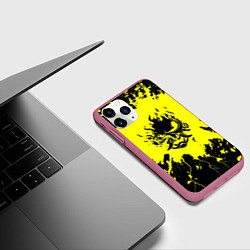 Чехол iPhone 11 Pro матовый Cyberpunk samurai logo 2077, цвет: 3D-малиновый — фото 2