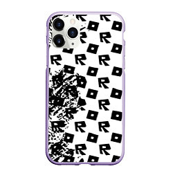 Чехол iPhone 11 Pro матовый Roblox pattern game black, цвет: 3D-светло-сиреневый
