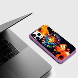 Чехол iPhone 11 Pro матовый Символы покемона, цвет: 3D-фиолетовый — фото 2