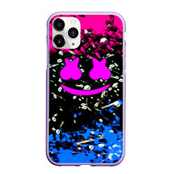 Чехол iPhone 11 Pro матовый Marshmello неоновый краски, цвет: 3D-светло-сиреневый