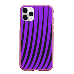 Чехол iPhone 11 Pro матовый Неоновый фиолетовый полосатый, цвет: 3D-малиновый